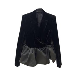 SKLS033 Supply women's velvet blazer, design lower dam stitching flower bud-edge blazer, blazer center peplum blazer SKLS033 Supply women's velvet blazer, design lower dam stitching flower bud-edge blazer, blazer center peplum blazer